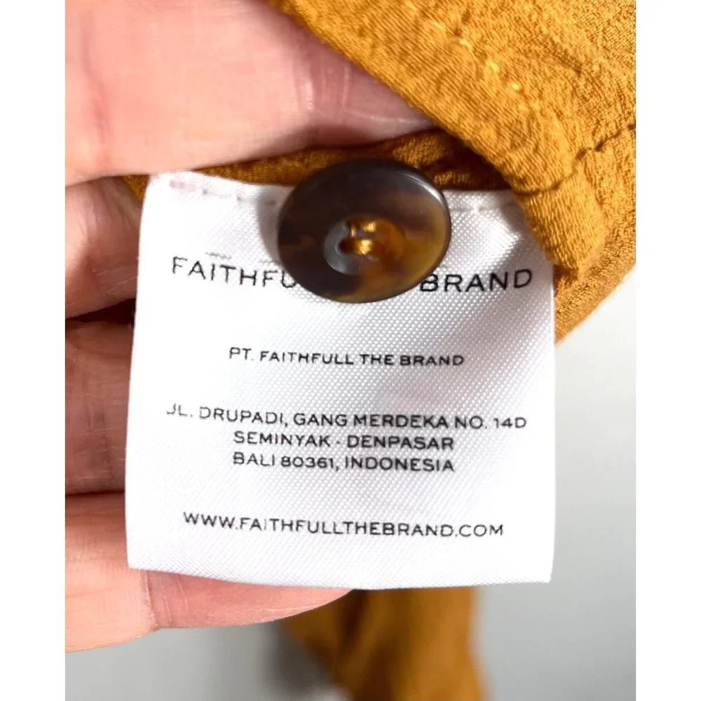 Faithful the Brand cropped tie front‎ blouse sz L mustard - Picture 7 of 8